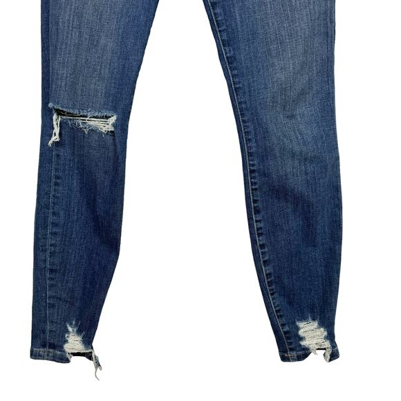 Good American Good Waist Chewed Hem High Waist Distressed Skinny Jeans - Picture 6 of 9